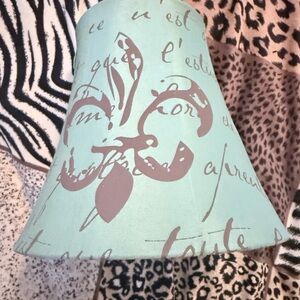 Aqua and Brown Script Lampshade